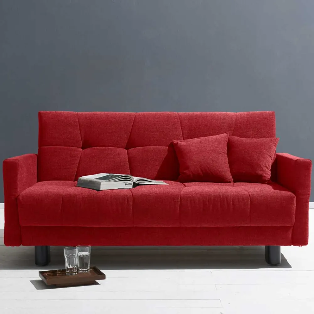 Wohnen Betten|Sofas<Rotes Schlafsofa mit Flachgewebe Bezug - Singuaro