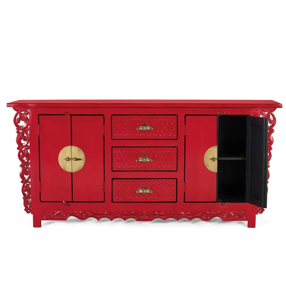 Wohnen Sideboards<Rotes Sideboard im Asia Style - Iscian