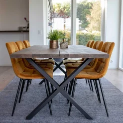 Wohnen Tische<Räuchereiche Tisch & 6 Stühle - Alouis (siebenteilig)