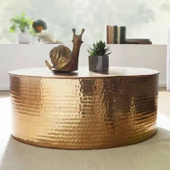 Wohnen Tische<Runder Alu Couchtisch in Goldfarben - Cosima