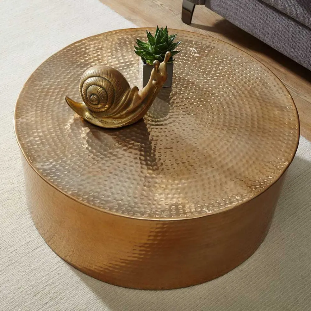 Wohnen Tische<Runder Alu Couchtisch in Goldfarben - Cosima