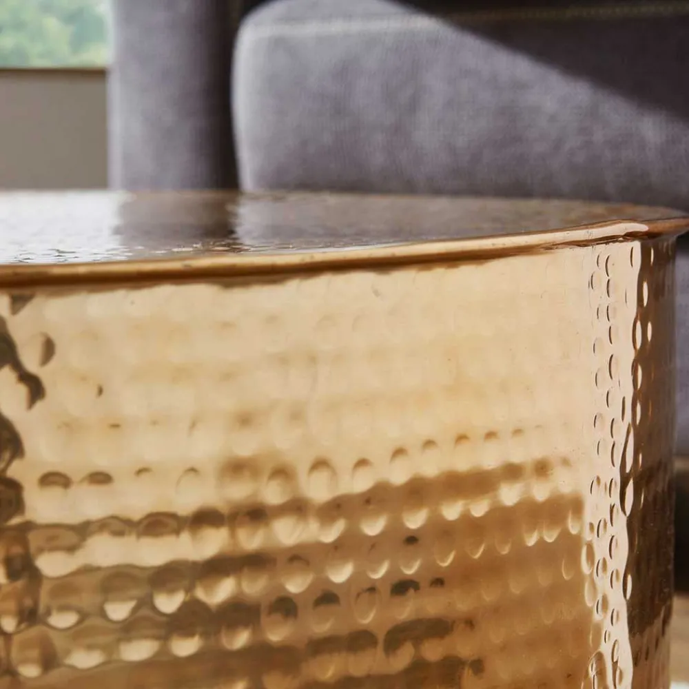 Wohnen Tische<Runder Alu Couchtisch in Goldfarben - Cosima