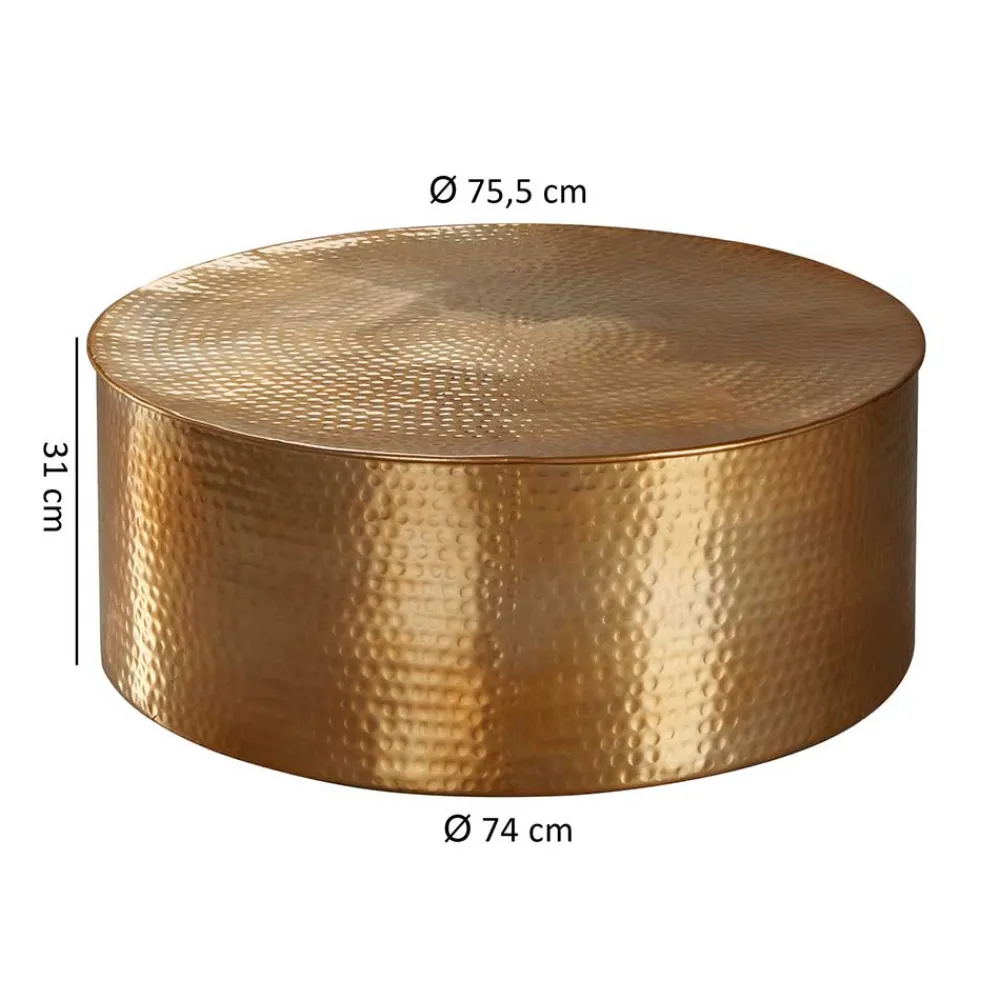 Wohnen Tische<Runder Alu Couchtisch in Goldfarben - Cosima