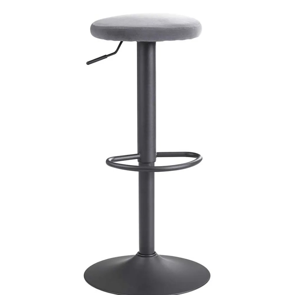 Wohnen Hocker<Runder Barhocker mit Samtsitz Grau - Claudie