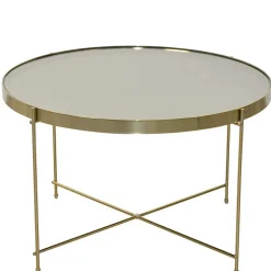 Wohnen Tische<Runder Couchtisch mit Spiegelglas Platte - Justina