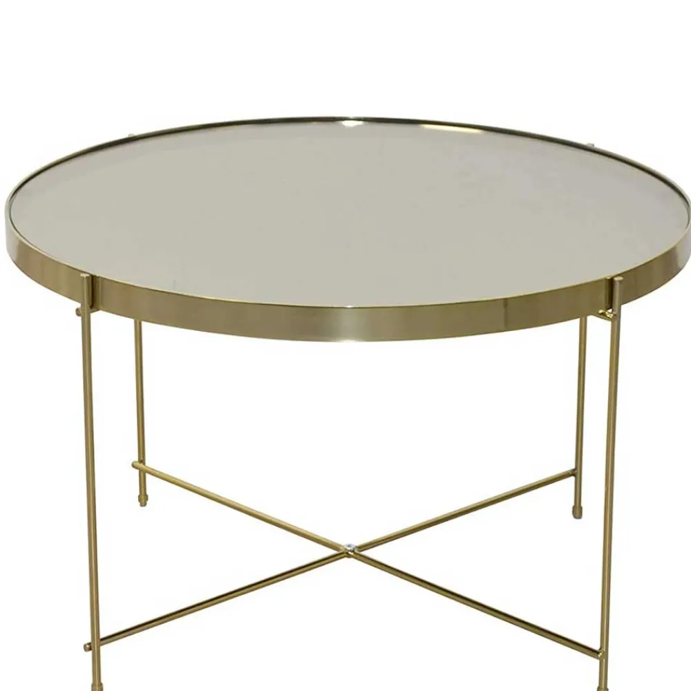 Wohnen Tische<Runder Couchtisch mit Spiegelglas Platte - Justina