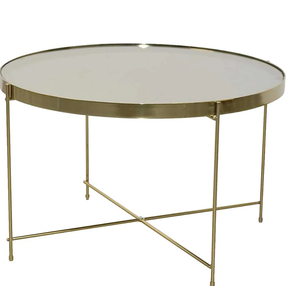 Wohnen Tische<Runder Couchtisch mit Spiegelglas Platte - Justina