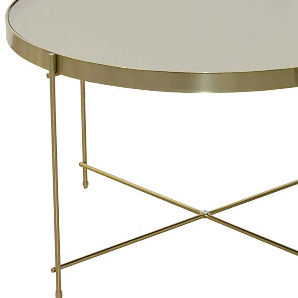 Wohnen Tische<Runder Couchtisch mit Spiegelglas Platte - Justina