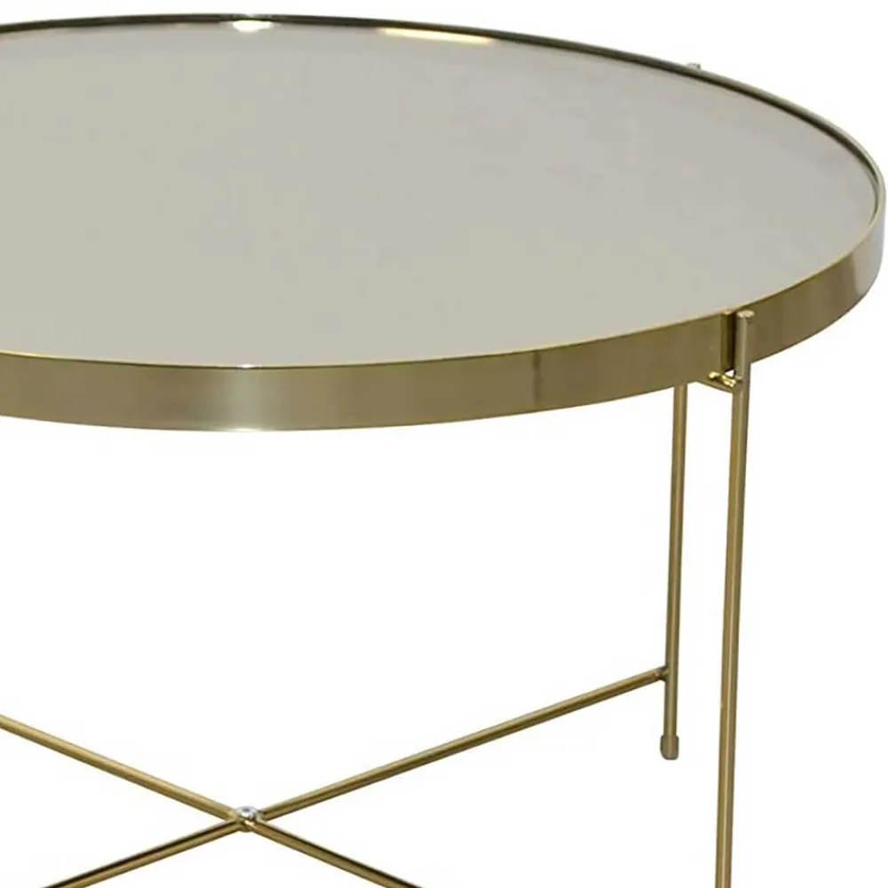 Wohnen Tische<Runder Couchtisch mit Spiegelglas Platte - Justina