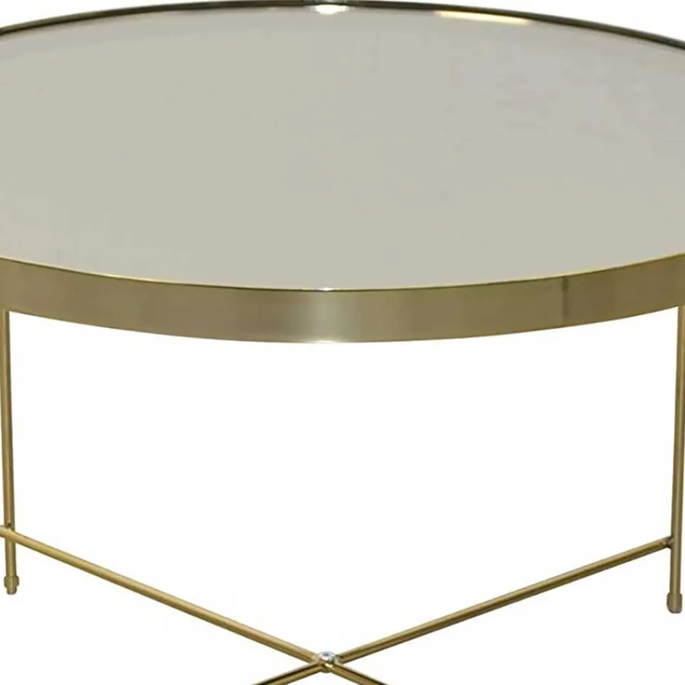 Wohnen Tische<Runder Couchtisch mit Spiegelglas Platte - Justina