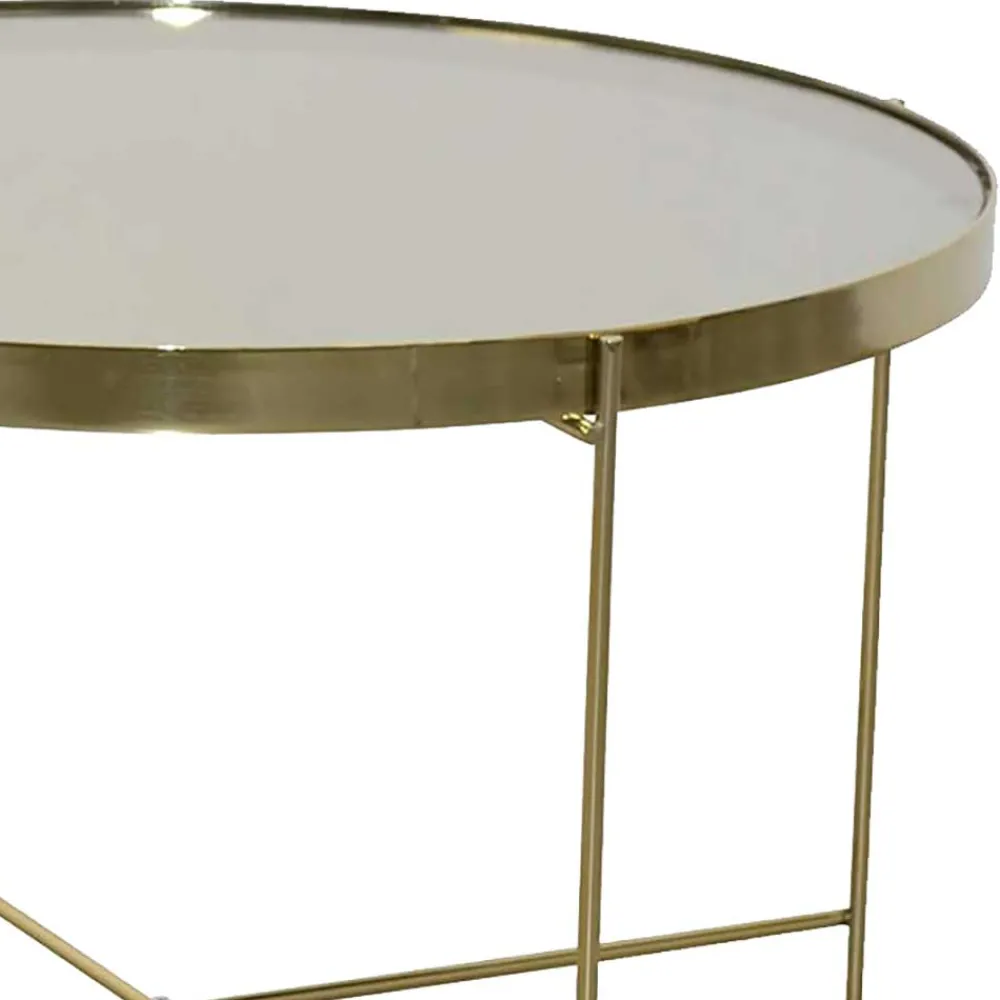 Wohnen Tische<Runder Couchtisch mit Spiegelglas Platte - Justina