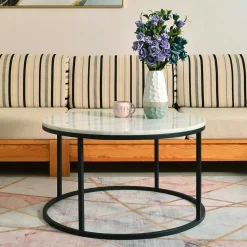 Wohnen Tische<Runder Design Couchtisch mit Marmorplatte - Ciliuma