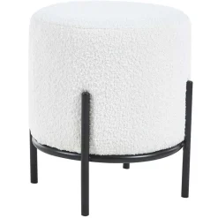 Wohnen Hocker<Runder Design Hocker in Weiß Boucle - Pyra