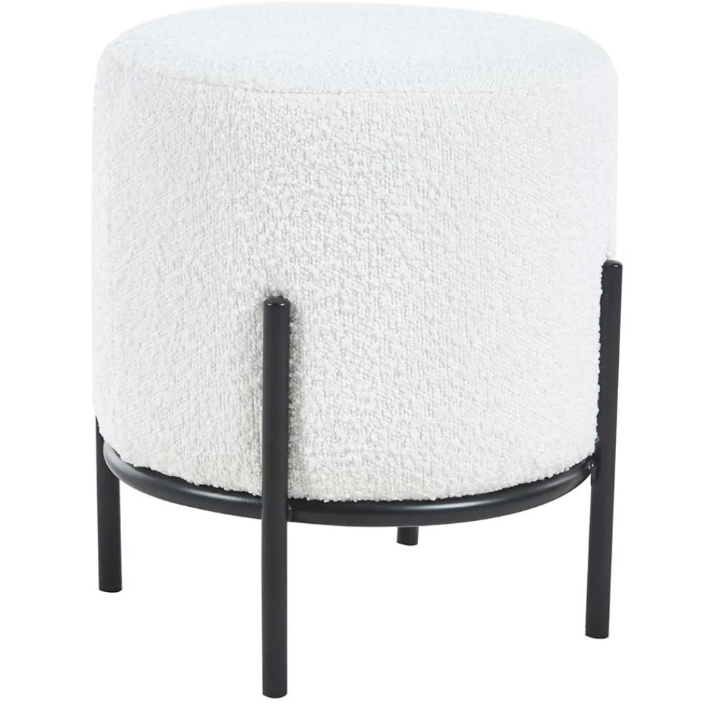 Wohnen Hocker<Runder Design Hocker in Weiß Boucle - Pyra