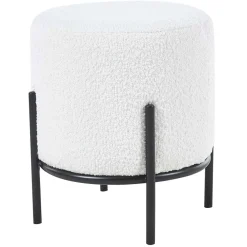 Wohnen Hocker<Runder Design Hocker in Weiß Boucle - Pyra