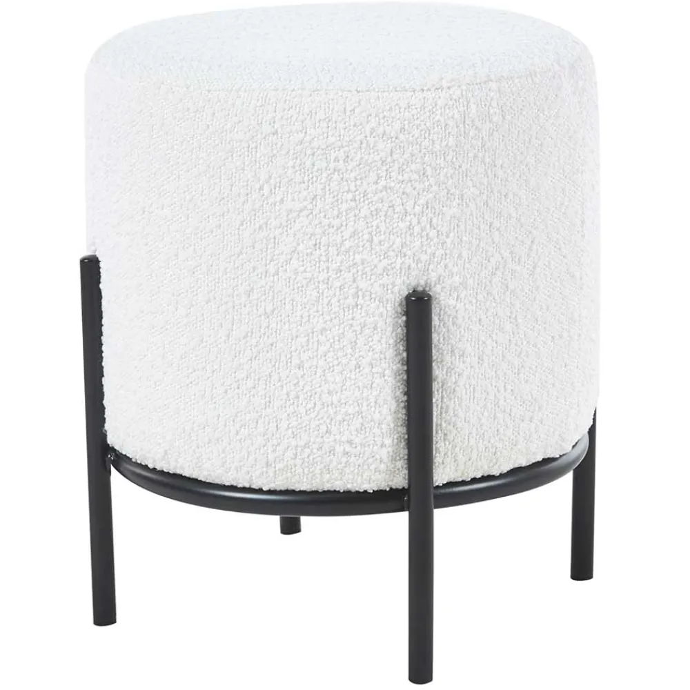 Wohnen Hocker<Runder Design Hocker in Weiß Boucle - Pyra