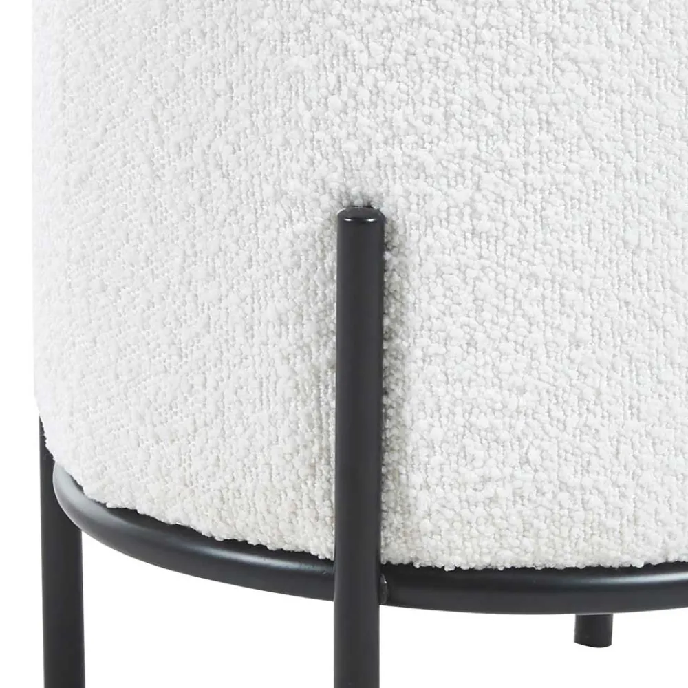 Wohnen Hocker<Runder Design Hocker in Weiß Boucle - Pyra