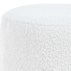 Wohnen Hocker<Runder Design Hocker in Weiß Boucle - Pyra