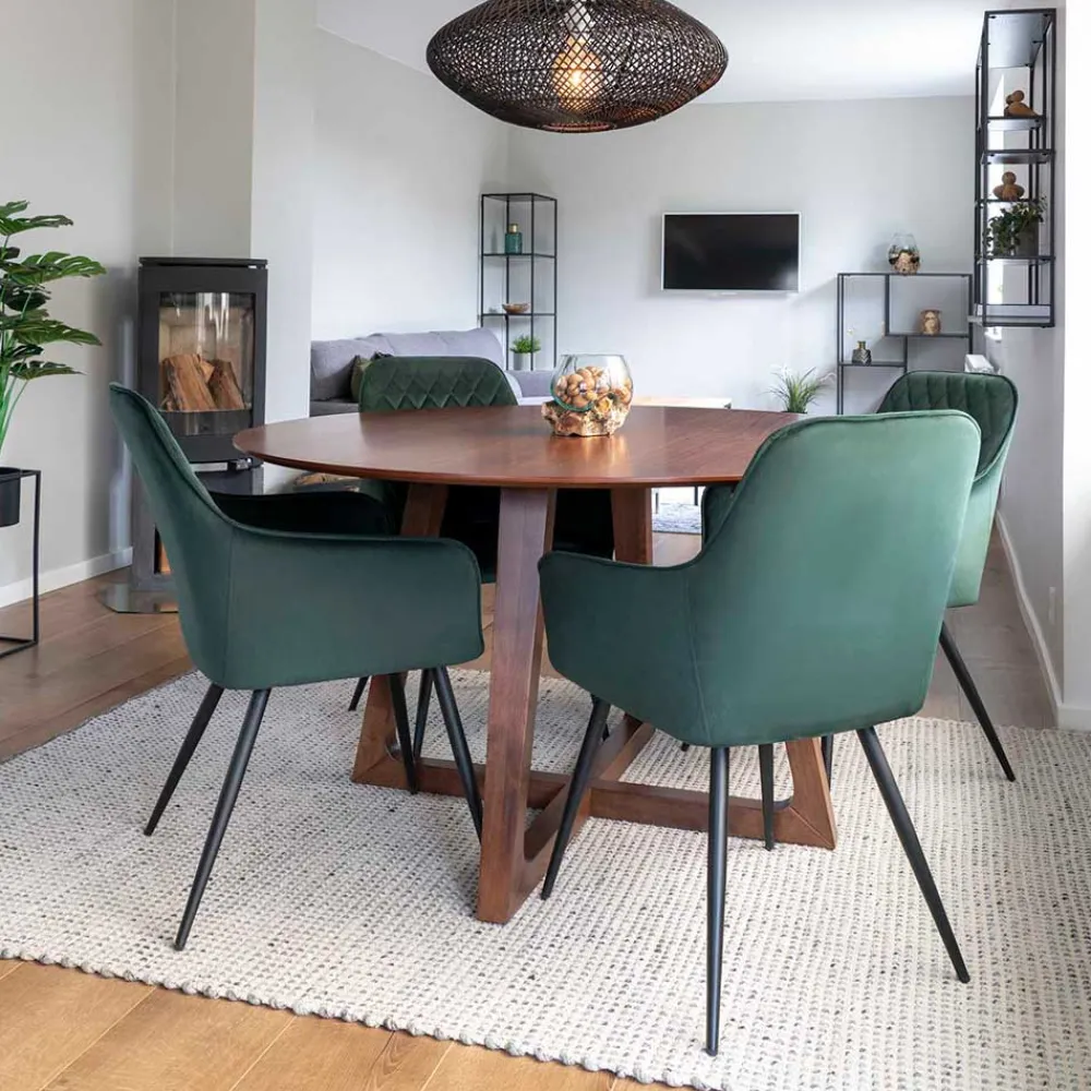 Wohnen Tische<Runder Designtisch & 4 Stühle - Annescu (fünfteilig)