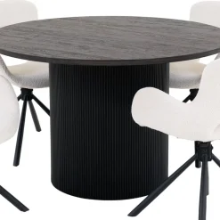 Wohnen Sitzgruppe<Runder Esstisch und Drehstühle Set - Calm (fünfteilig)