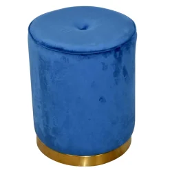 Wohnen Hocker<Runder Hocker aus Samt in Blau - Mialan