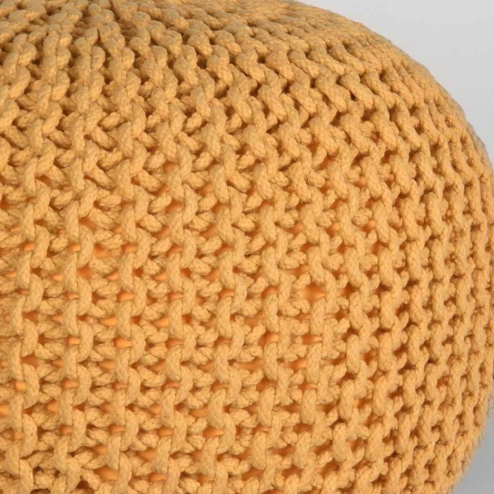 Wohnen Hocker<Runder Hocker aus Strickstoff in Gelb Ocker - Karontac