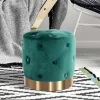 Wohnen Hocker<Runder Hocker in Grün Samt & Gold Metall - Emiato