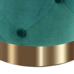 Wohnen Hocker<Runder Hocker in Grün Samt & Gold Metall - Emiato
