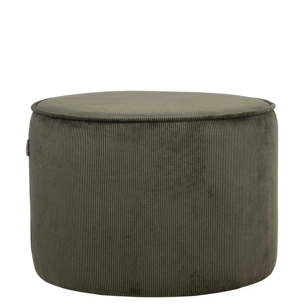 Wohnen Hocker<Runder Hocker Pouf aus Cord in Oliv Grün - Brisbane