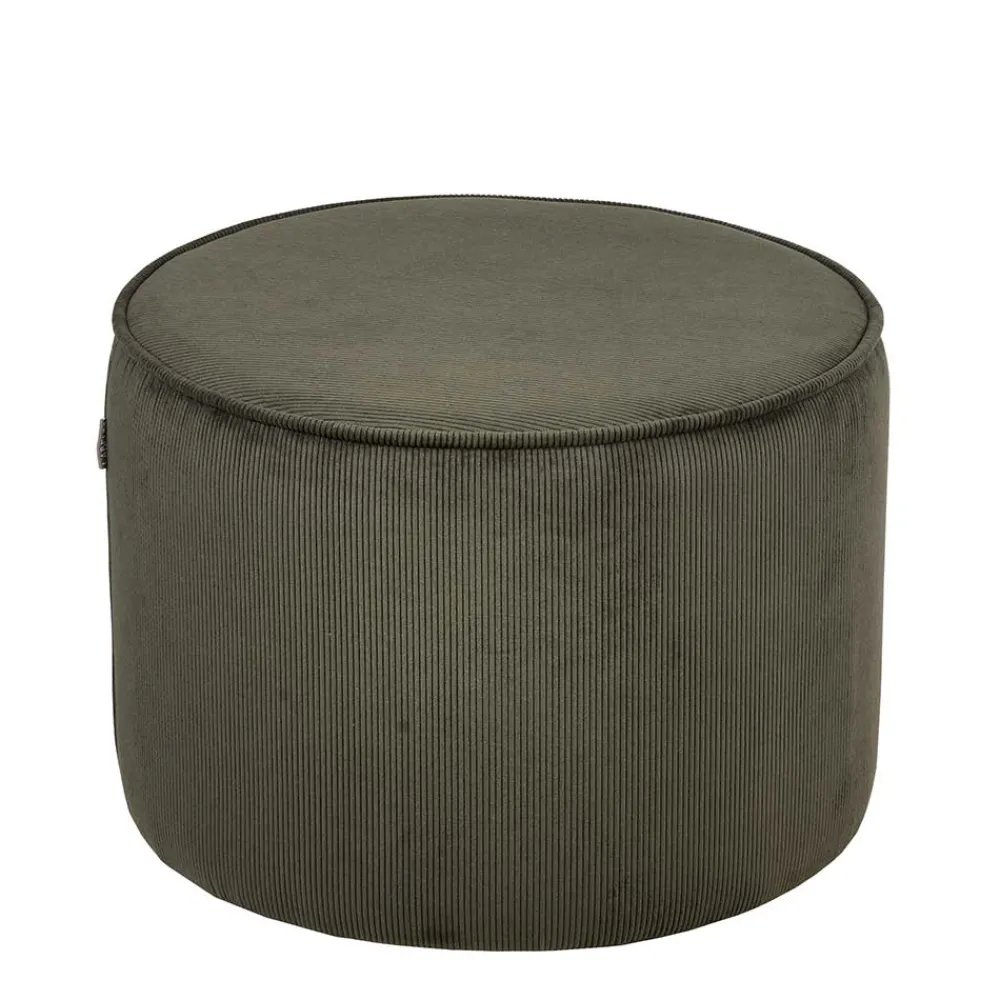 Wohnen Hocker<Runder Hocker Pouf aus Cord in Oliv Grün - Brisbane