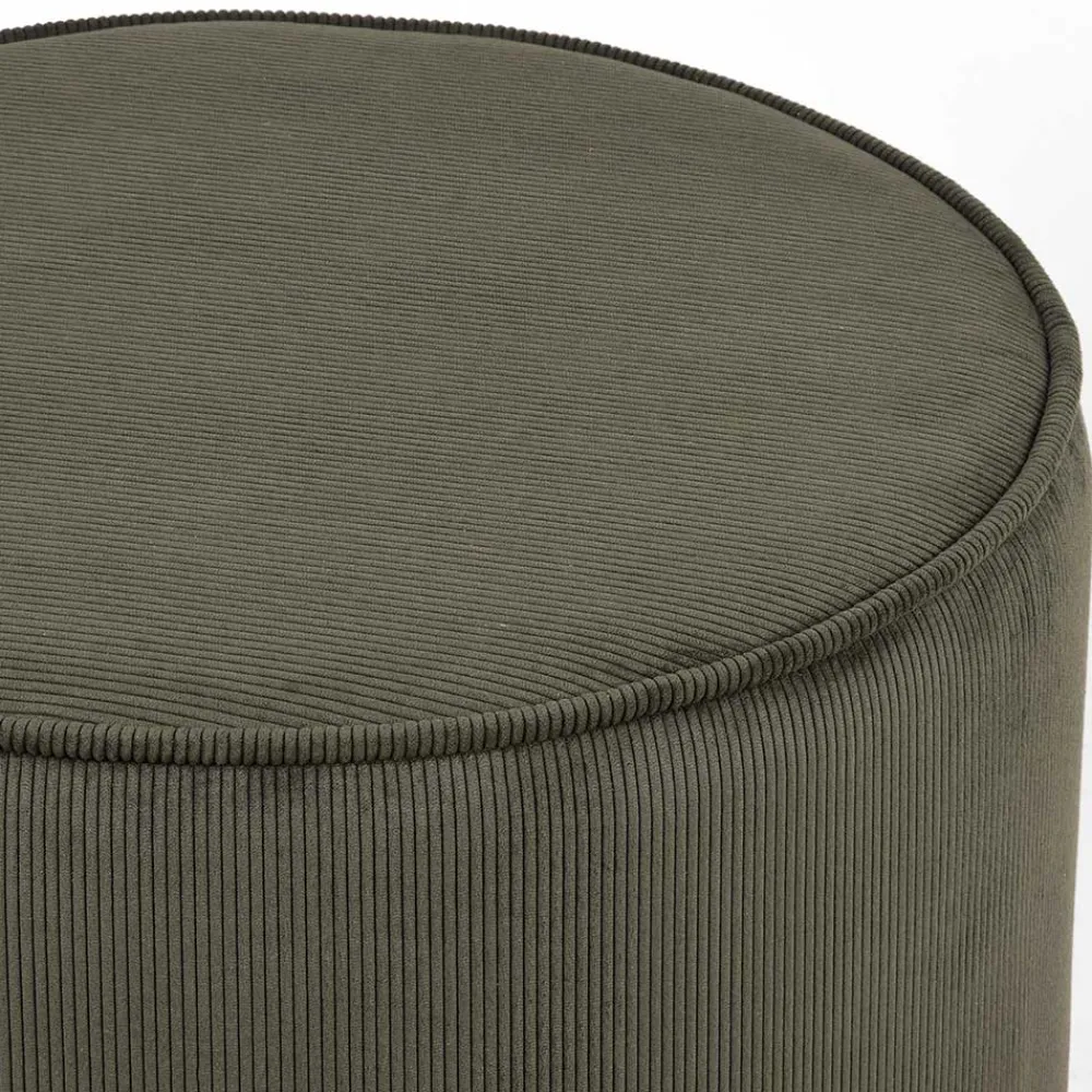 Wohnen Hocker<Runder Hocker Pouf aus Cord in Oliv Grün - Brisbane