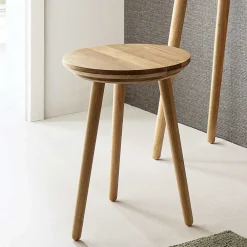 Wohnen Hocker<Runder Holz Beistelltisch aus Eiche Massivholz - Kopiana
