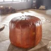 Wohnen Hocker<Runder Lederhocker in Cognac Braun - Fernandez