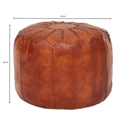 Wohnen Hocker<Runder Lederhocker in Cognac Braun - Fernandez