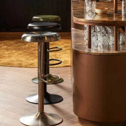 Wohnen Hocker<Runder Metall-Barhocker in Grün - höhenverstellbar - Giolia
