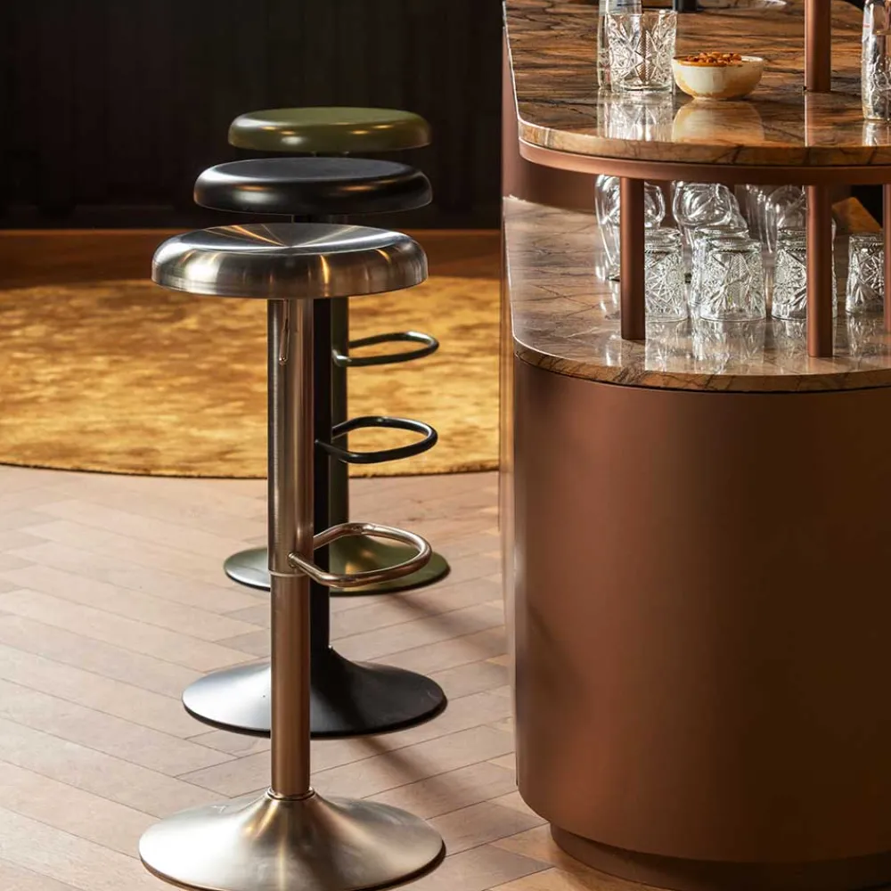 Wohnen Hocker<Runder Metall-Barhocker in Grün - höhenverstellbar - Giolia
