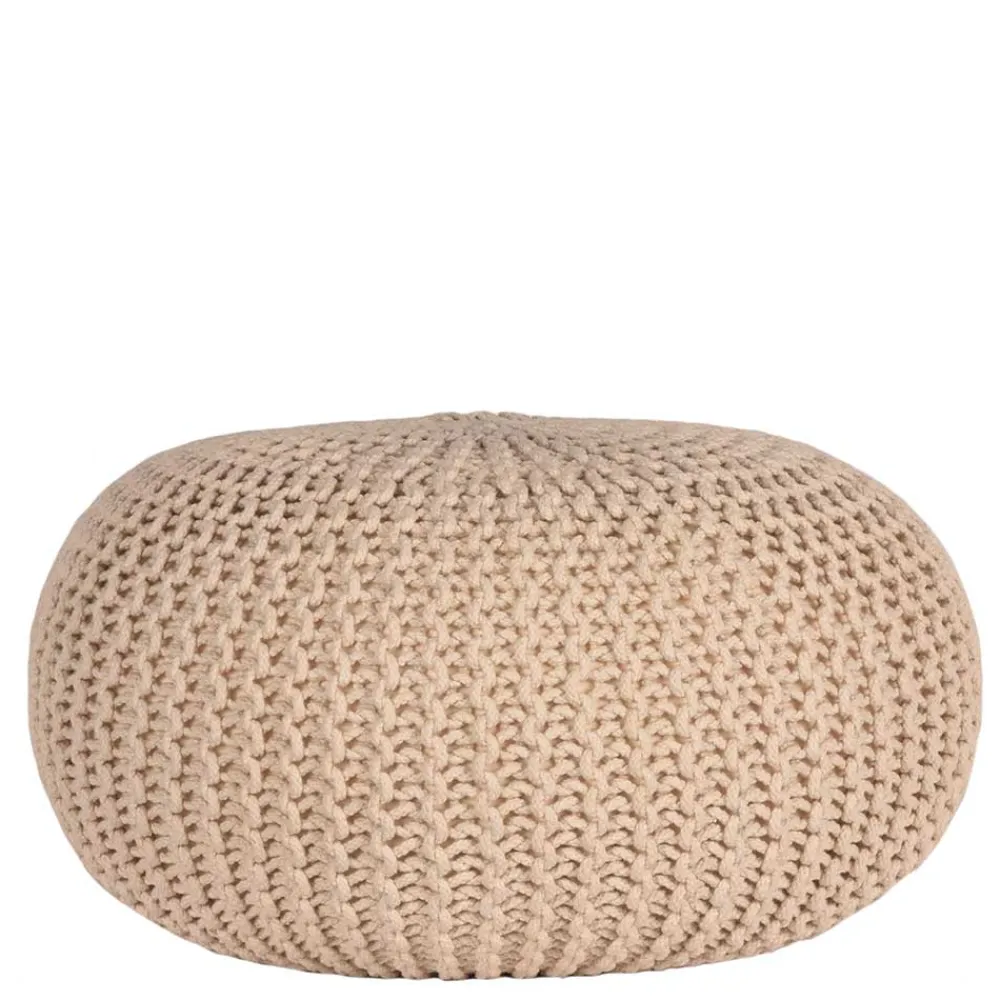 Wohnen Hocker<Runder Polsterhocker aus Strickstoff - Filouras