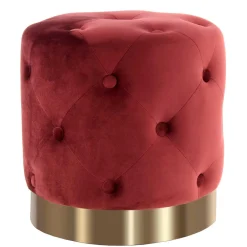 Wohnen Hocker<Runder Polsterhocker in Dunkelrot & Gold - Abenda