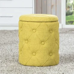 Wohnen Hocker<Runder Polsterhocker mit Stauraum - Vurgos