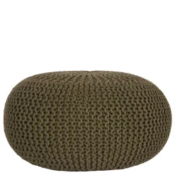 Wohnen Hocker<Runder Pouf im Strick Look in Oliv Grün - Sensibil