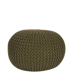 Wohnen Hocker<Runder Pouf im Strick Look in Oliv Grün - Sensibil