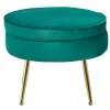 Wohnen Hocker<Runder Retro Samthocker in Petrol - Anguro