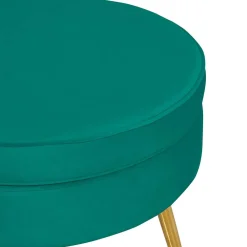 Wohnen Hocker<Runder Retro Samthocker in Petrol - Anguro