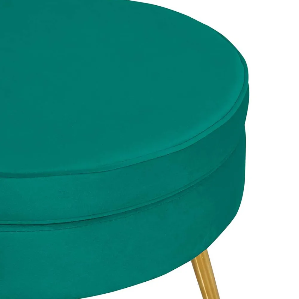 Wohnen Hocker<Runder Retro Samthocker in Petrol - Anguro