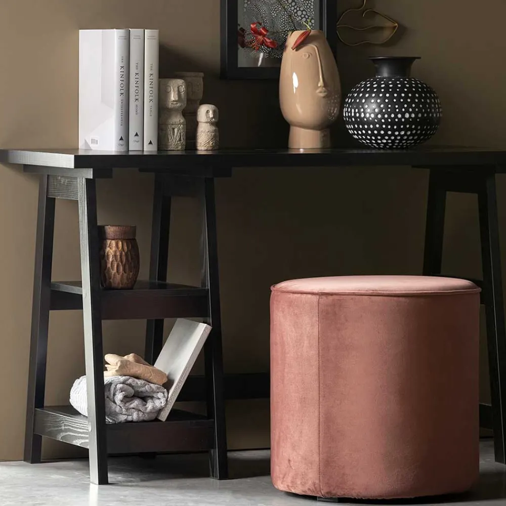 Wohnen Hocker<Runder Samt Polsterhocker in Rosa - Bados