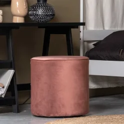 Wohnen Hocker<Runder Samt Polsterhocker in Rosa - Bados