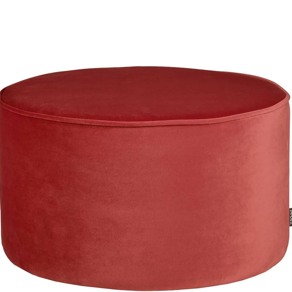 Wohnen Hocker<Runder Samt Sitzhocker in Rot - Loritana