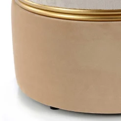 Wohnen Hocker<Runder Samthocker in Creme & Beige & Gold - Charlie