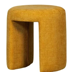 Wohnen Hocker<Runder Sitzhocker in Gelb Chenillebezug - Lourettes (2er Set)