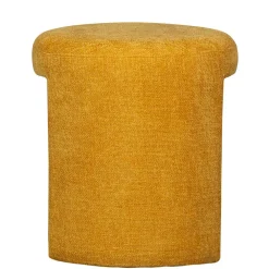 Wohnen Hocker<Runder Sitzhocker in Gelb Chenillebezug - Lourettes (2er Set)